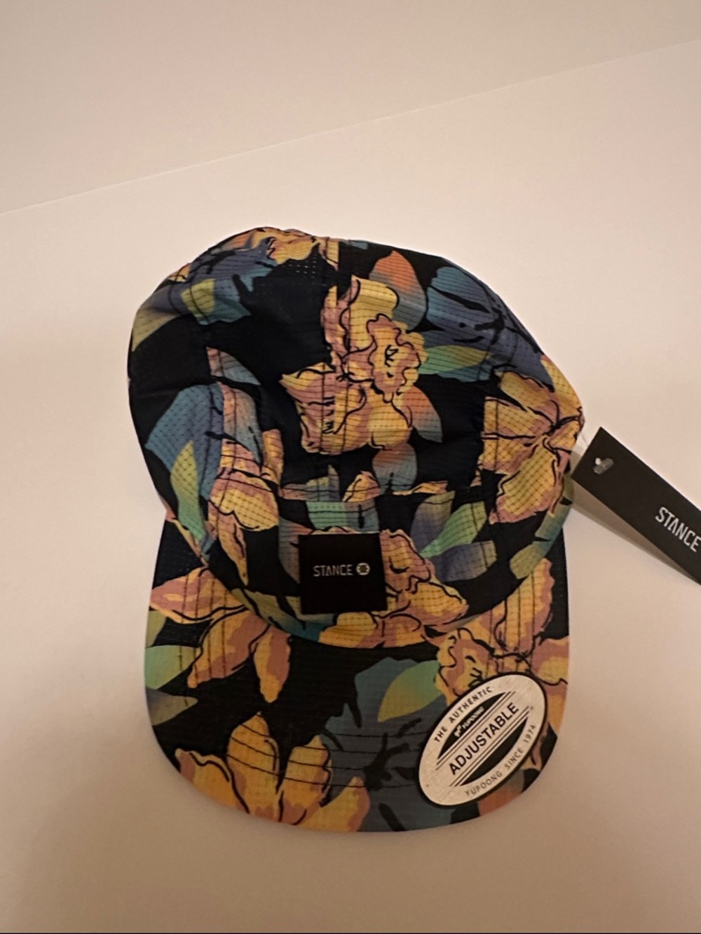Stance Black Floral 5-Panel Hat with Yellow and Blue Flowers